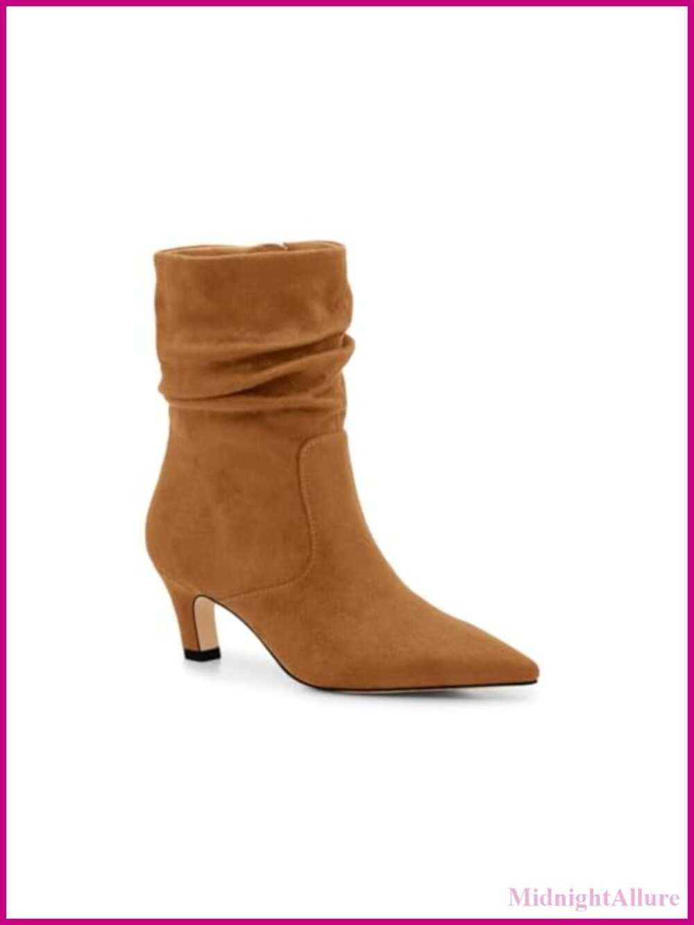 Slouchy Ankle Boots Low Kitten Heel Pointed Toe Booties Side Zipper Fall Shoes